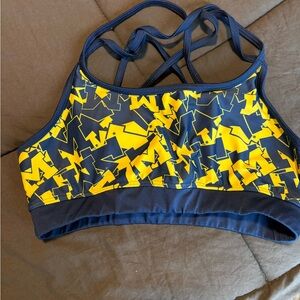 Navy and Yellow Women's Michigan Bra